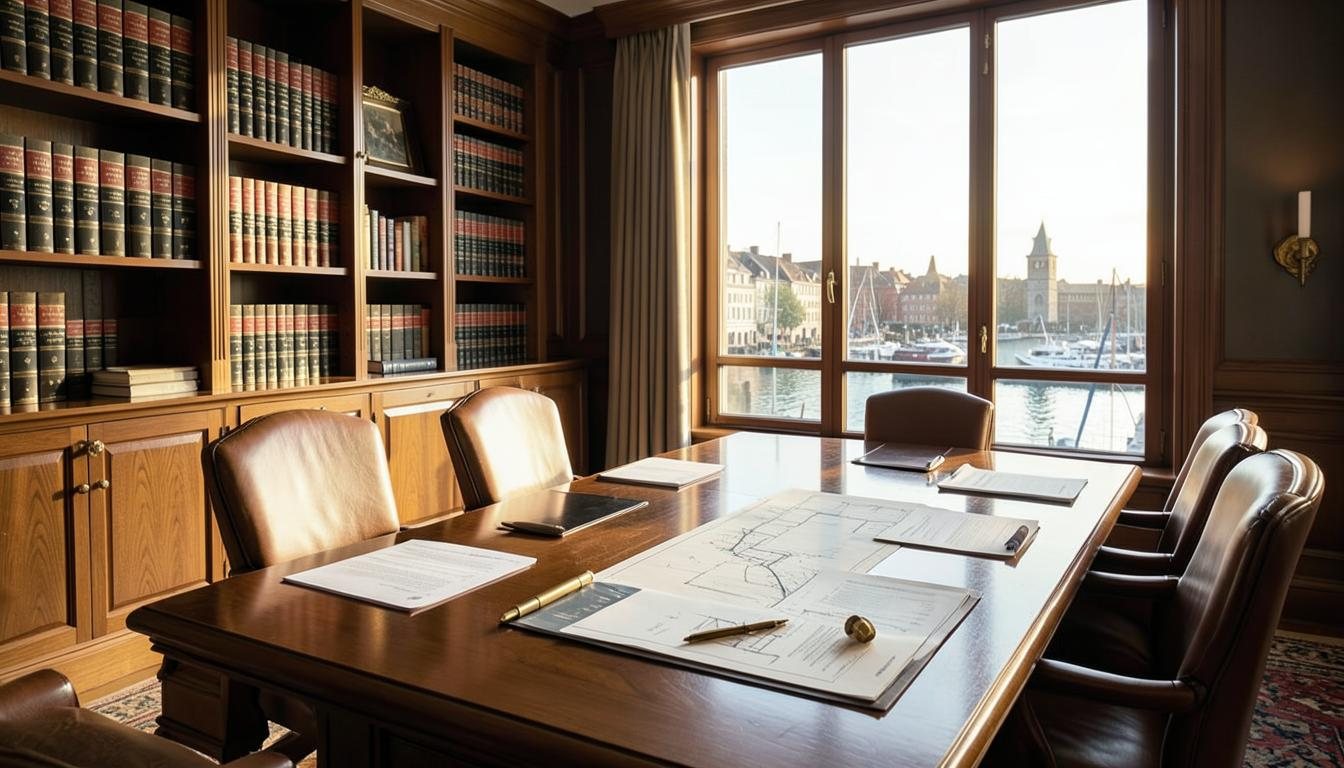 The firm's conference room with a property survey on the table