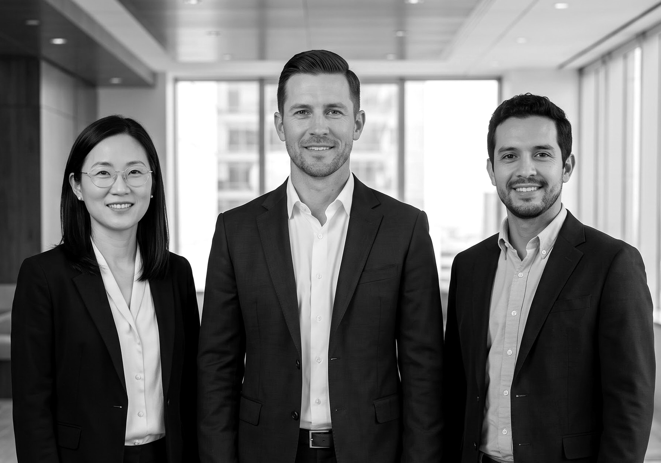 Grace Han, Garrett Lawson and Mateo Alvarez of Whitfield Crane Group